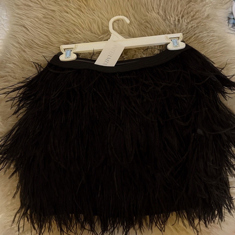 Mason Real Ostrich Mini Skirt in Black 🪽🪽